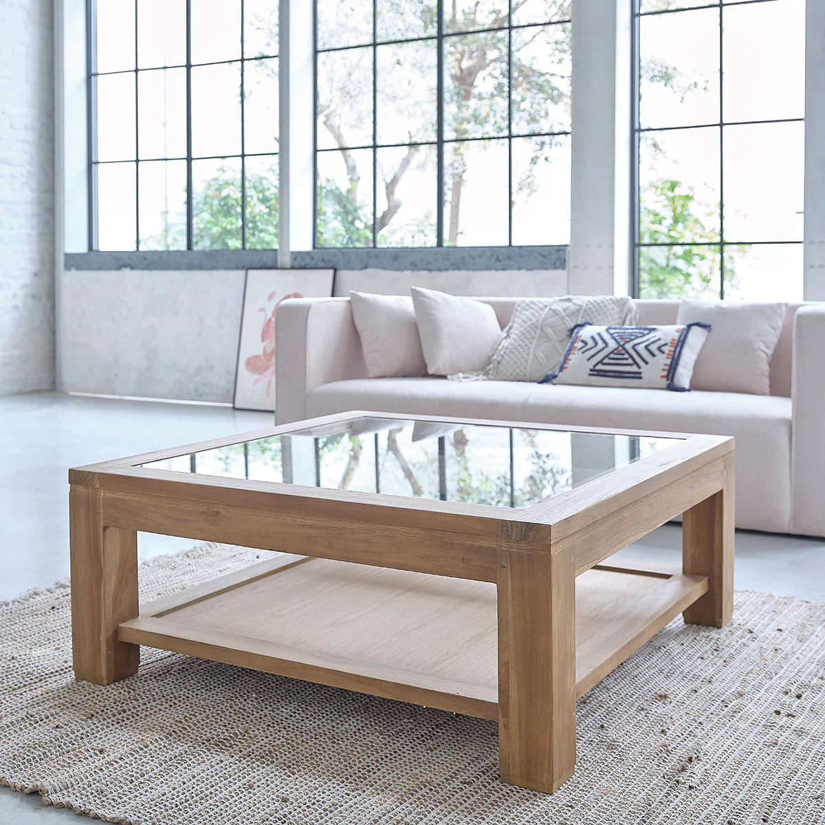 Table basse en teck massif 100 cm - Image 3