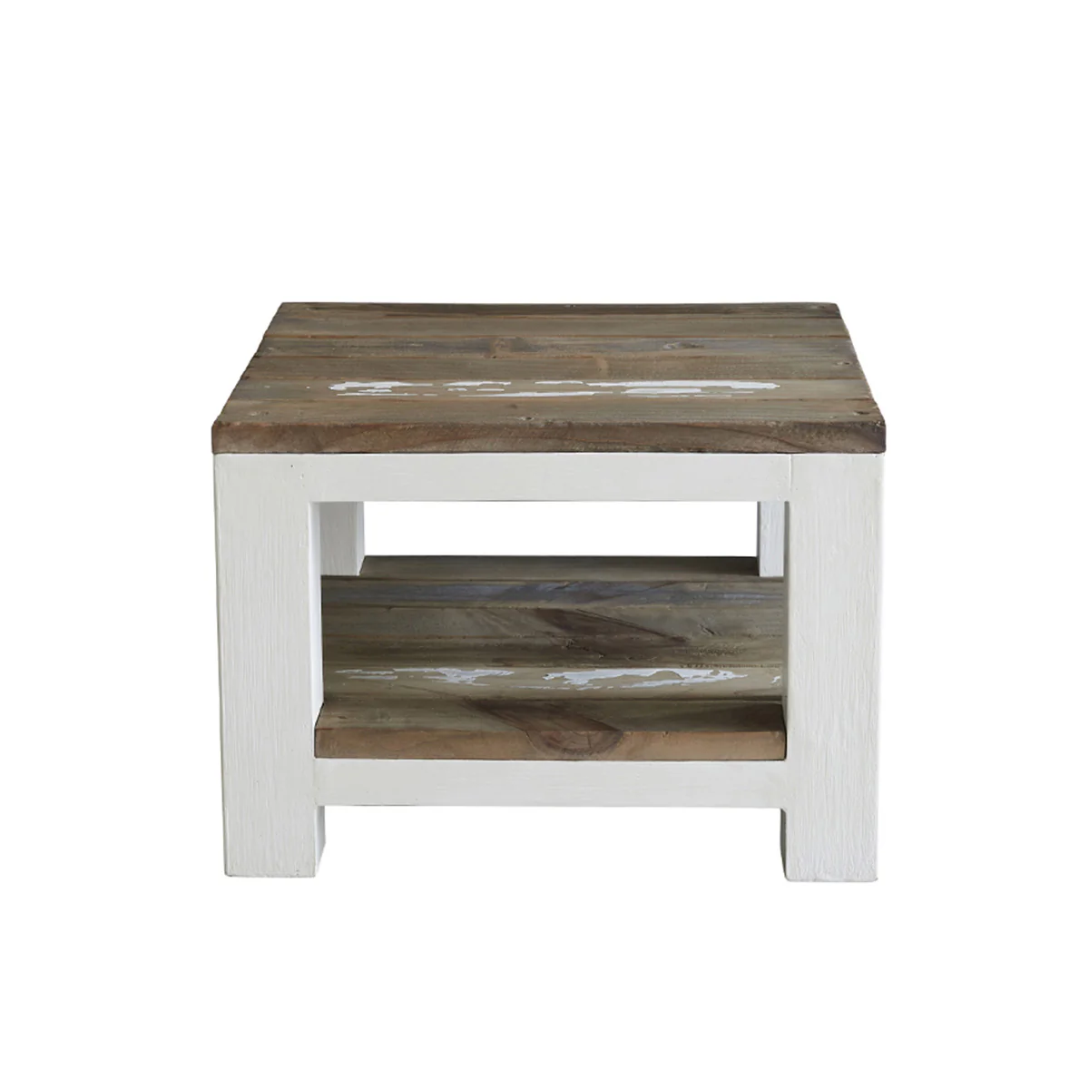Table de chevet en bois recyclé massif 30 cm - Image 2