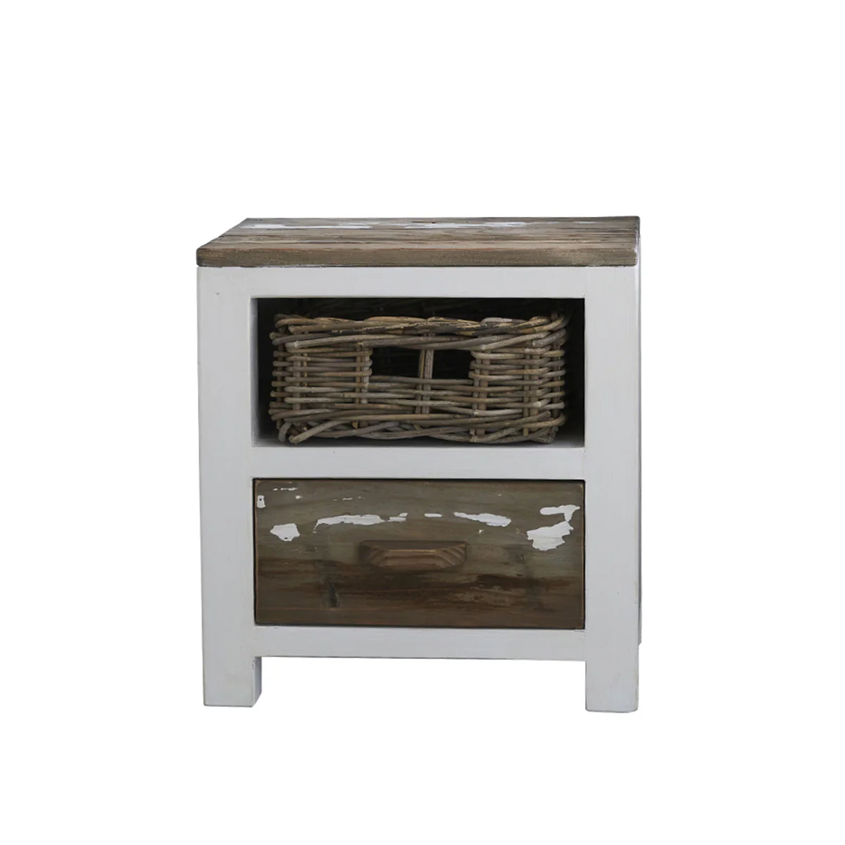 Table de chevet en bois recyclé massif 45 cm - Image 2
