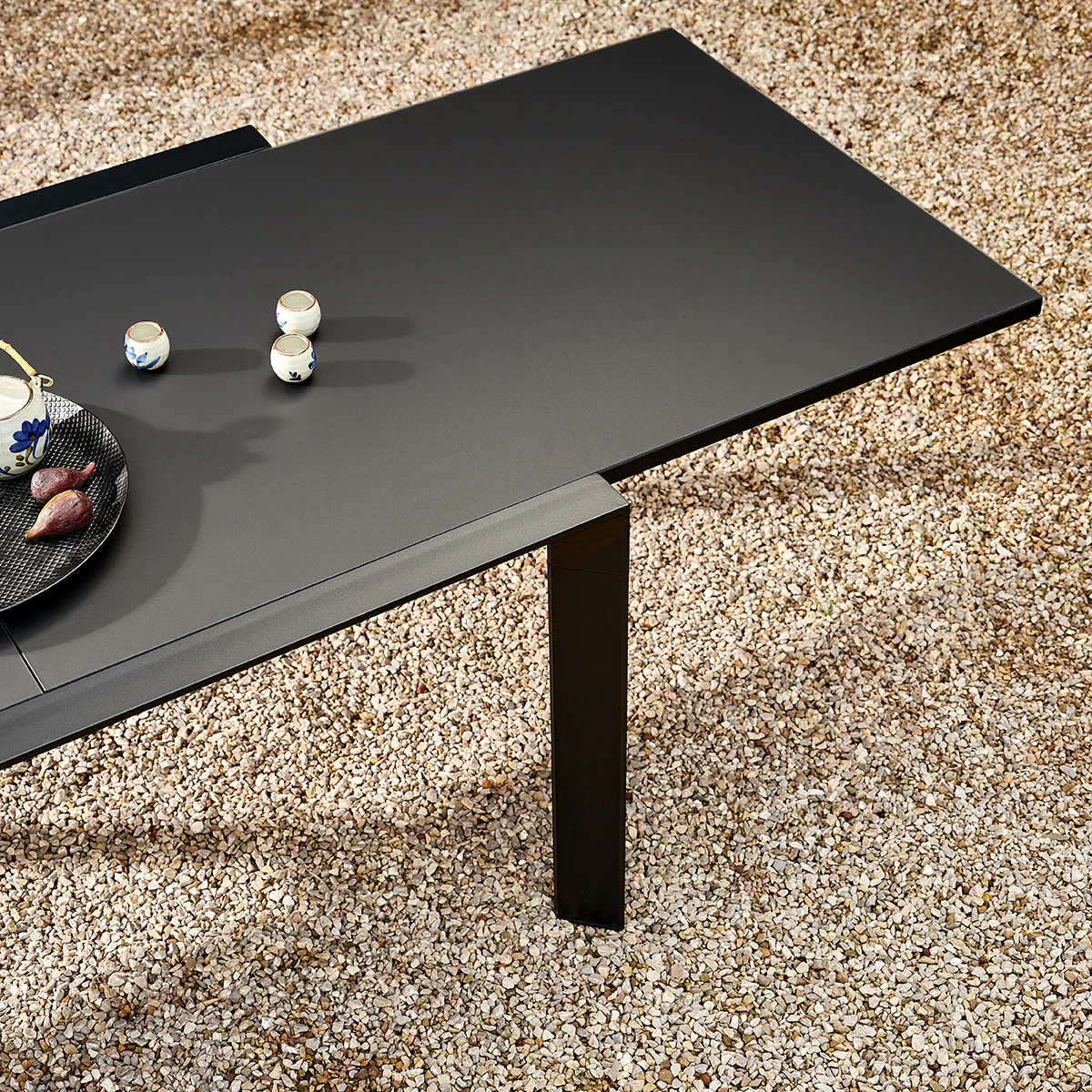 Table de jardin en aluminium et verre extensible noir 6/10 pers. - Image 4