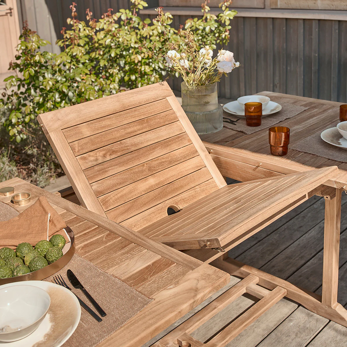 Table de jardin en teck massif extensible 8/10 pers. - Image 5