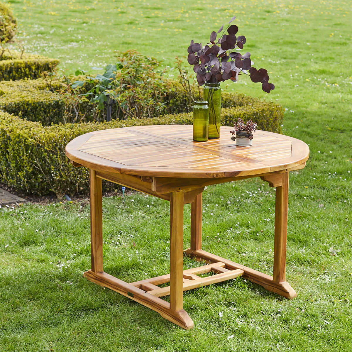 Table de jardin en teck huilé massif extensible ovale 6/8 pers. - Image 3