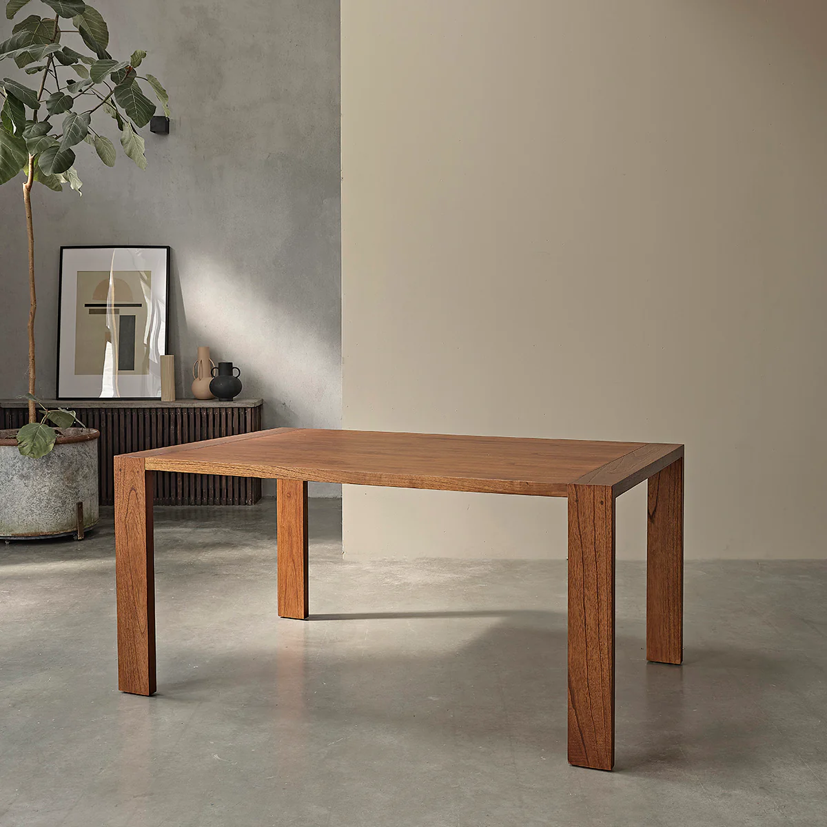 Table en mindi massif finition noyer 6 pers. - Image 4