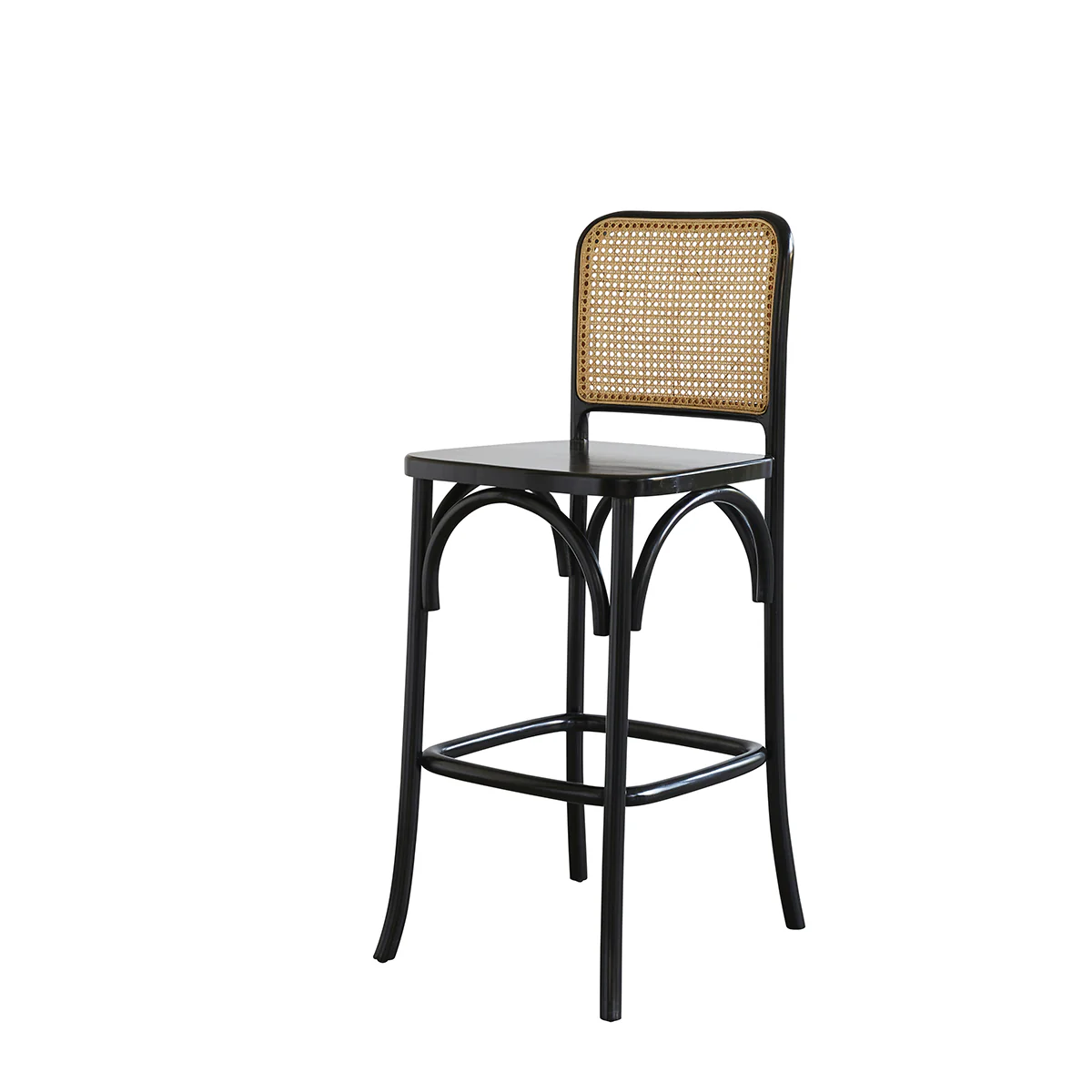 Tabouret de bar en acajou massif et cannage - Image 3