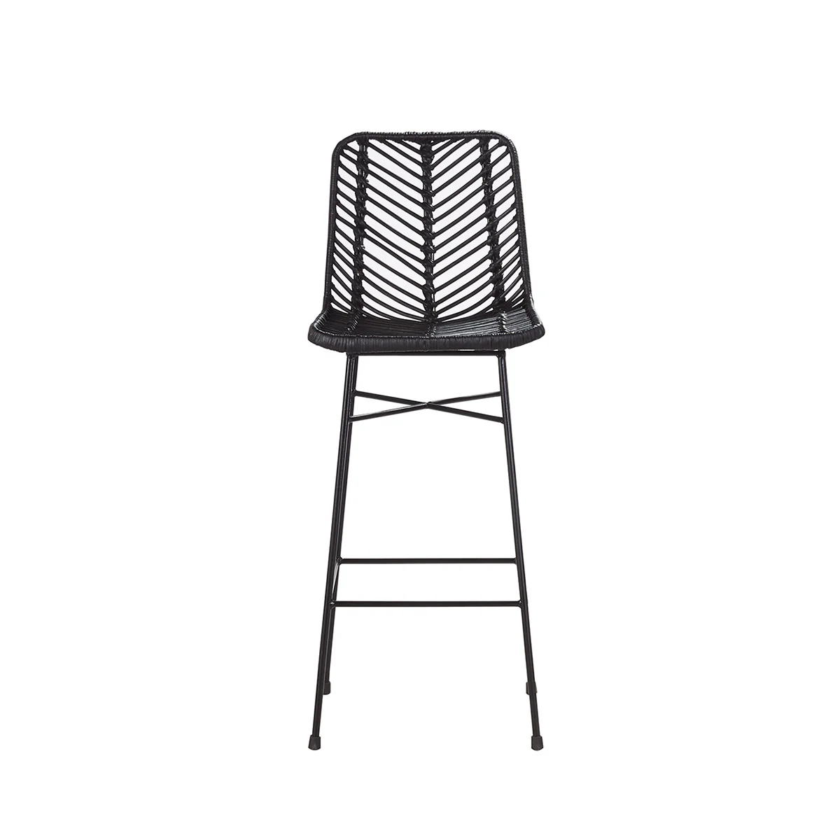 Tabouret de bar en rotin et métal noir - Image 2