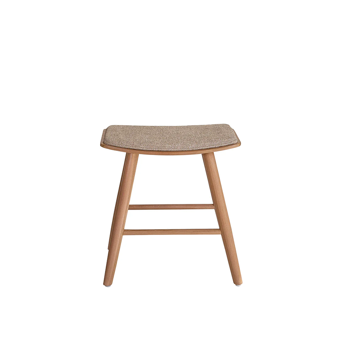 Tabouret de bar en teck massif et velours grĂšge 45 cm - Image 2