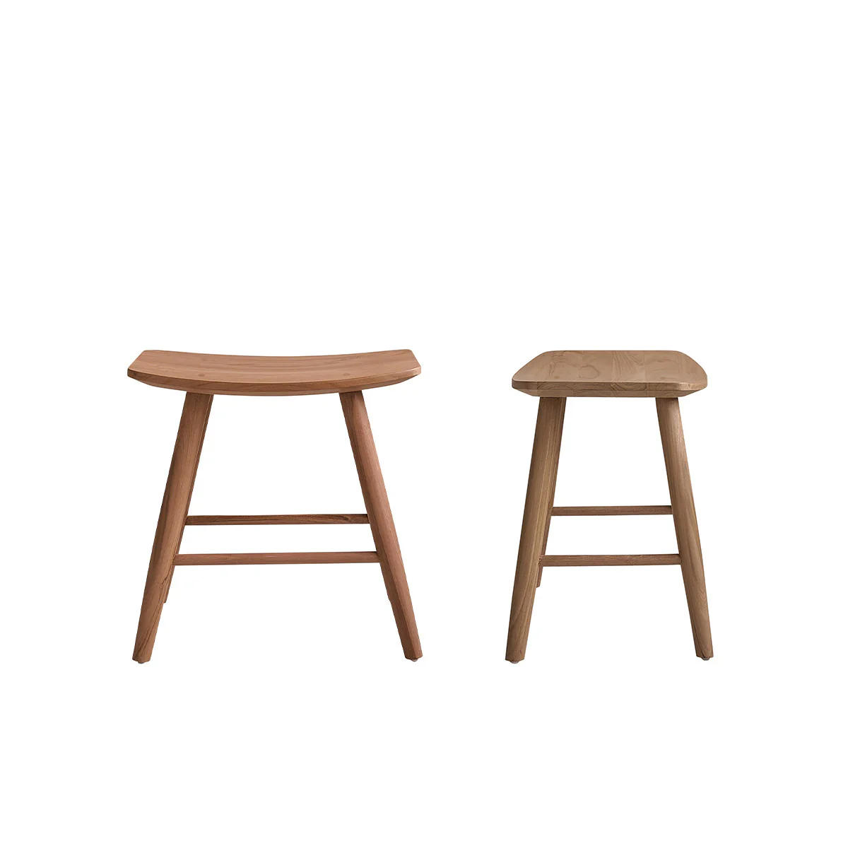 Lot de 2 tabourets de bar en teck massif 45 cm - Image 2
