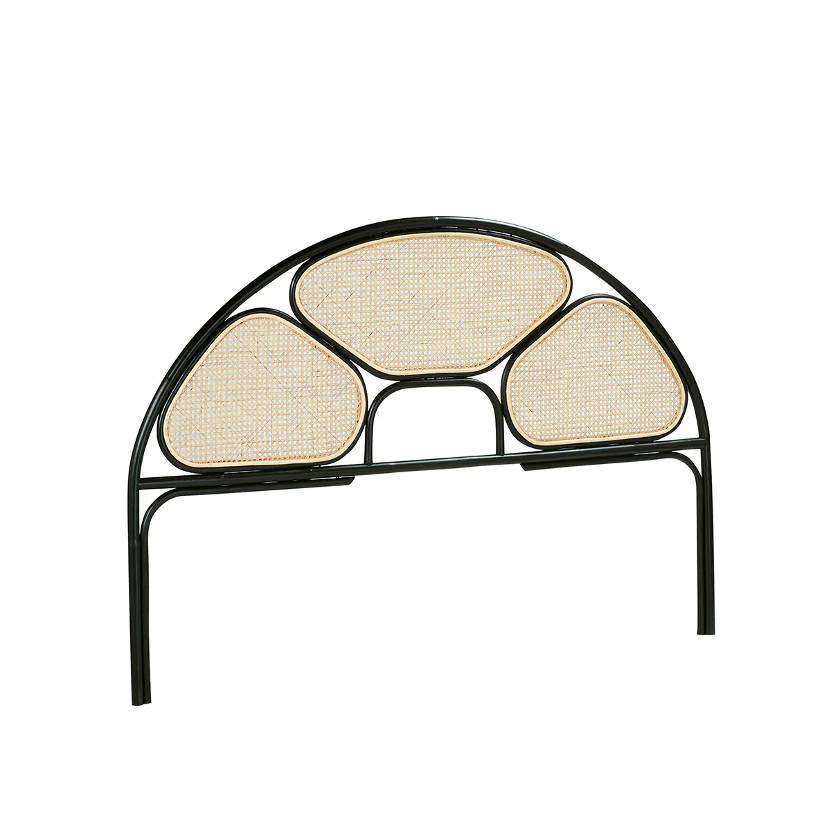 TĂȘte de lit en cannage et rotin noir 160 cm - Image 3